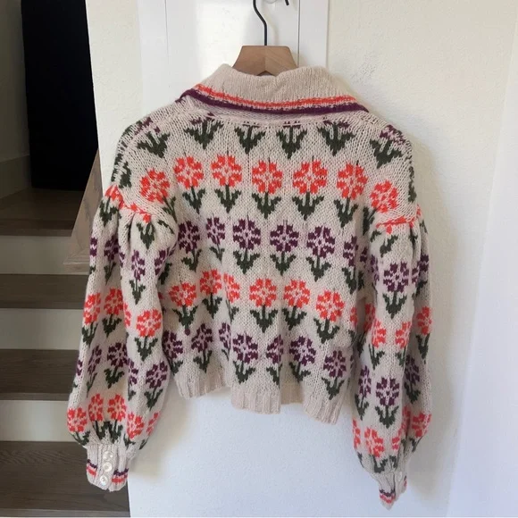 NWT Free People Frills Softspun Sweater in Oatmeal Tulip Combo - Picture 4 of 7